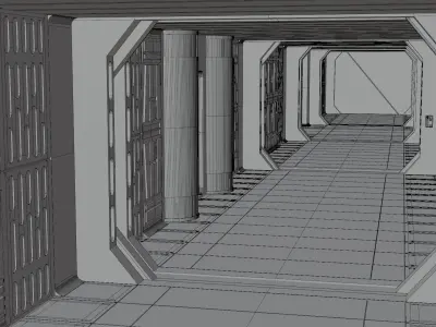 Imperial Corridor A Pack 3D model