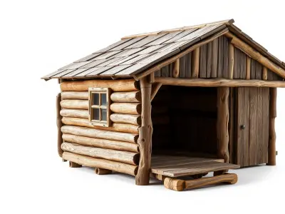 Weathered Timber Haven Wooden Cabin Model Low-poly 3D model