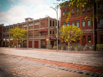 URBAN CITY SCENE WITH ALL THE ASSETS Low-poly 3D model