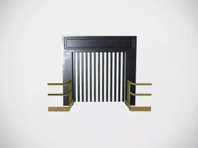 Factory Lift door with side railing Low-poly 3D model