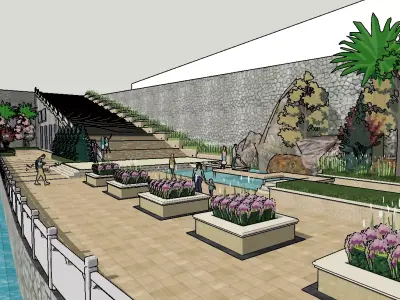 urban stream landscape 3D model