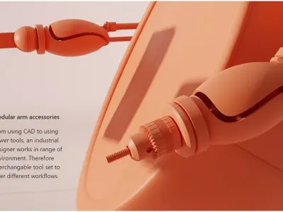 Robot orange at desk 3D model