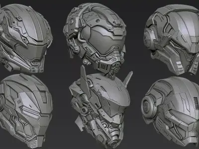 Sci-Fi Helmets Part 1 3D model