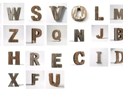 Old Wooden Letters 3D model