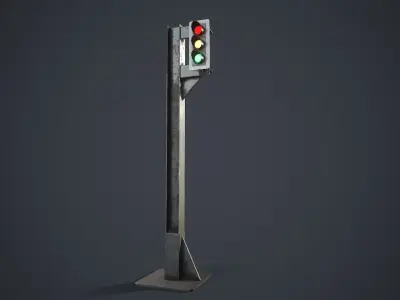 Traffic Light Low-poly 3D model 12