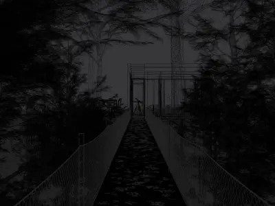 Exterior House and Bridge 3d scene 3D model