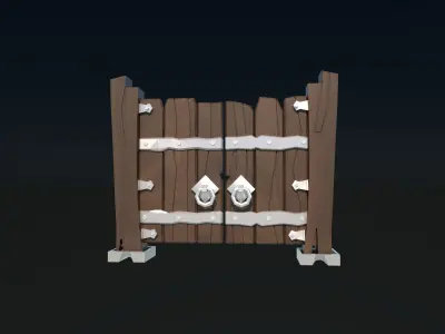 wooden door Low-poly 3D model