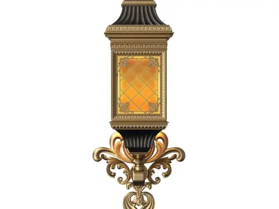 Classic Street Wall  Light 0105 Low-poly 3D model