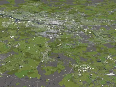 Glasgow 50x50km 3D City Map 3D model