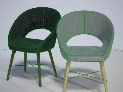 Chair Low-poly 3D model 4