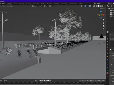 Small Bridge with Road 3D model