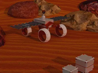 Martian Land rover sci-fi Low-poly 3D model