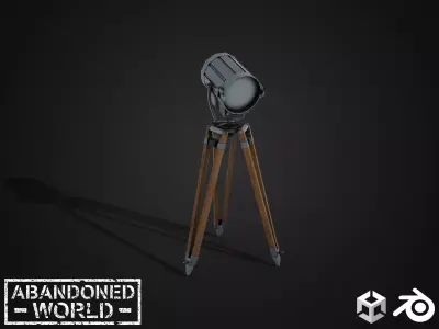 Vintage Spotlight Low-poly 3D model