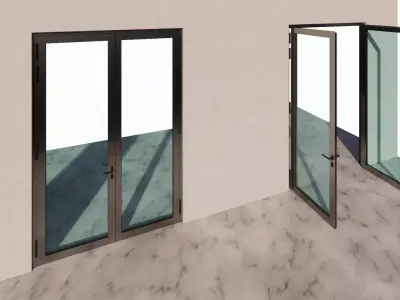 Generic Double Leaf  Outward Swing Door 3D model