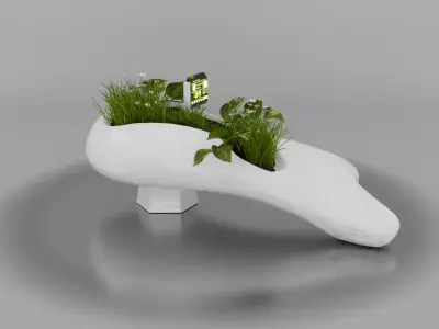 Solarpunk Organic Bio-Seating Integrated Couch Planter Low-poly 3D model