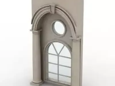 arch window with roman arch and coloum Low-poly 3D model