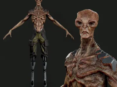 Alien humanoid Low-poly 3D model