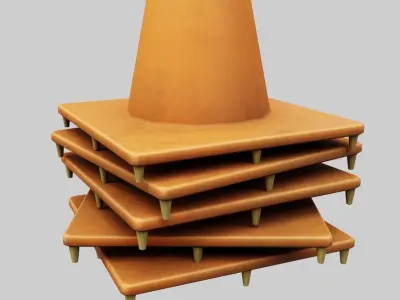 Stack of Traffic Cones Low-poly 3D model
