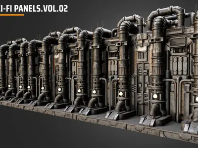 sci fi  panels vol 02 Low-poly 3D model