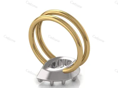 Double Band Pear-Cut Diamond Ring 3D Model 3D print model