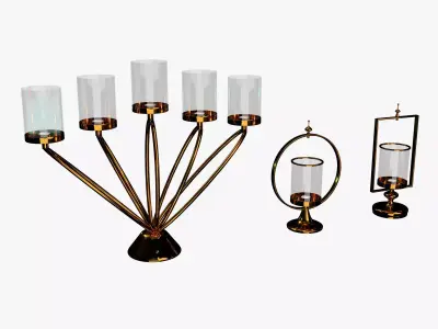 gold candlesticks 3D model