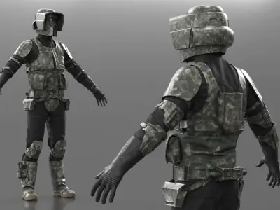  Star Wars Scout Trooper Armor Forest Camouflage Rigged for Maya 