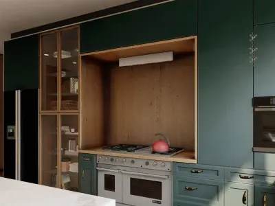 Open Velvet Green Kitchen Model Free 3D print model