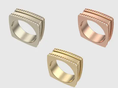 Contemporary Square Gemmed Ring JDBCo 3D print model