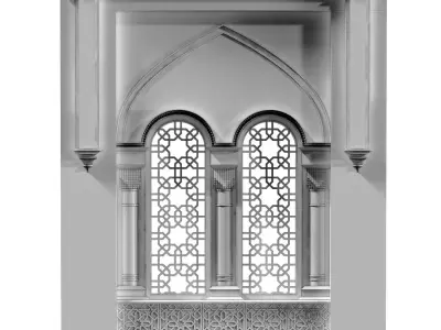 arabic exterior facade element set 802 Low-poly 3D model