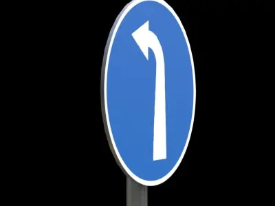 Compulsory Left turn ahead Low-poly 3D model
