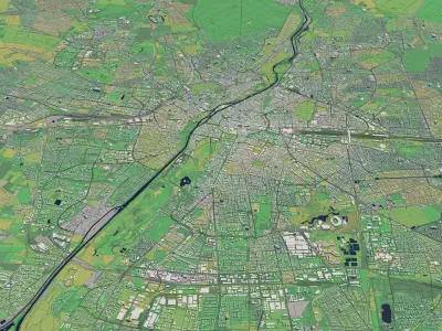 Munich Germany 25x25km City Map 3D model