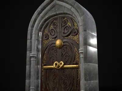 Regal Castle Door Low-poly 3D model