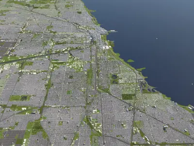 Chicago 50x50km 3D City Map 3D model