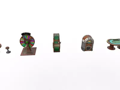 Stylized Casino Game Pack  Low Poly Roulette Slot Poker Low-poly 3D model
