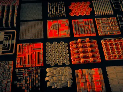Walls - Floors - Fillers - Tubes Kitbash Set - 100 Pieces 3D model