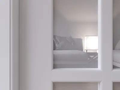 Double white interior glass door 3D model