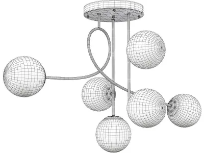 Modern 6 Heads Chandelier Low-poly 3D model