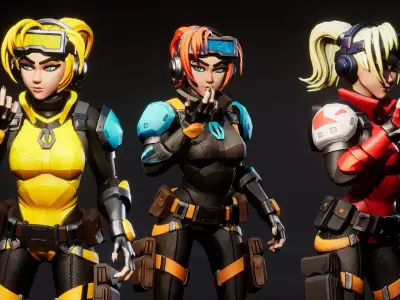 Spy Girl 01 Low-poly 3D model