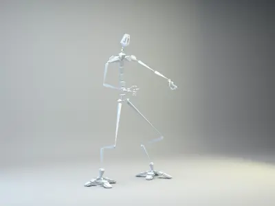 Retro-Futuristic Mechborg with Minigun 3D model