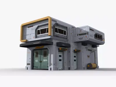 Factory Industrial Sci Fi x9 Low-poly 3D model