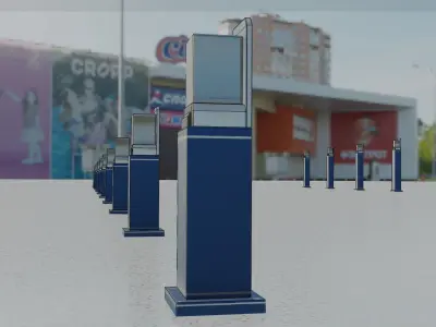 Street Light 8 Bollard 500 mm Futuristic Blue Version 2 Low-poly 3D model