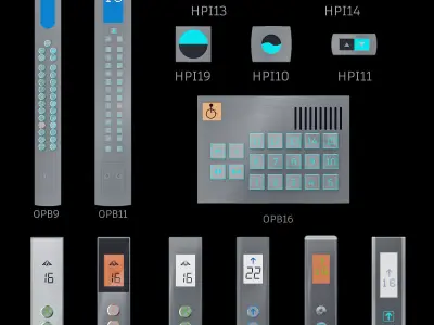 Floor indicators and elevator control panels - Collection 1 3D model