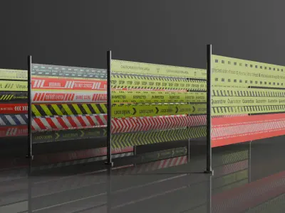 Street Traffic Barrier Cone Tape Set Low-poly 3D model