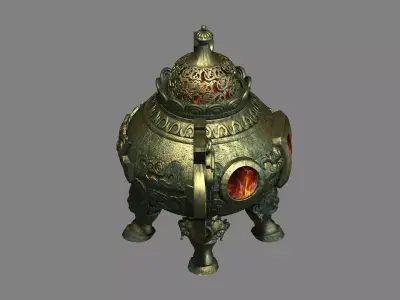 Ancient Chinese bronze tripod Low-poly 3D model
