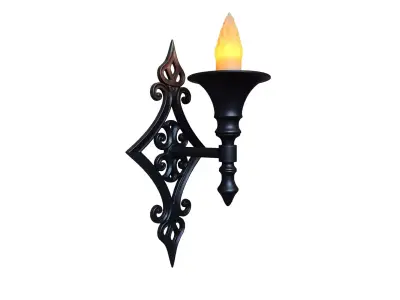 Medieval Wall Mounted Torch Holder for 3D print Low-poly 3D model