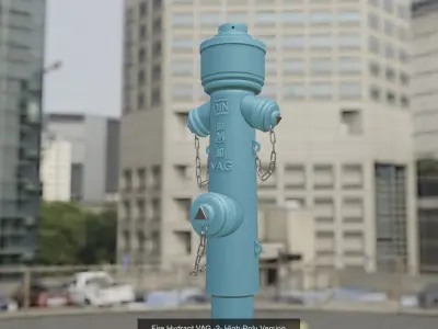 Fire Protection Set with All Hydrants Red and Blue 3D Model Pack