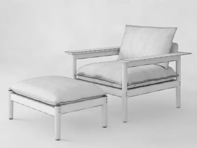 DWR Terassi Lounge Chair with Ottoman 3D model
