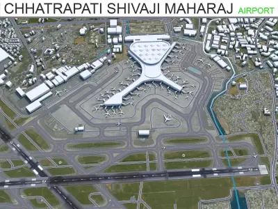 Chhatrapati Shivaji Maharaj Airport 10km Low-poly 3D model