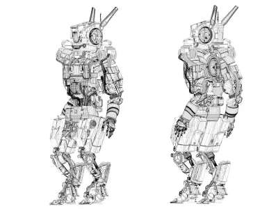 Robot two robots Low-poly 3D model