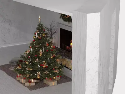 New Years interior Low-poly 3D model